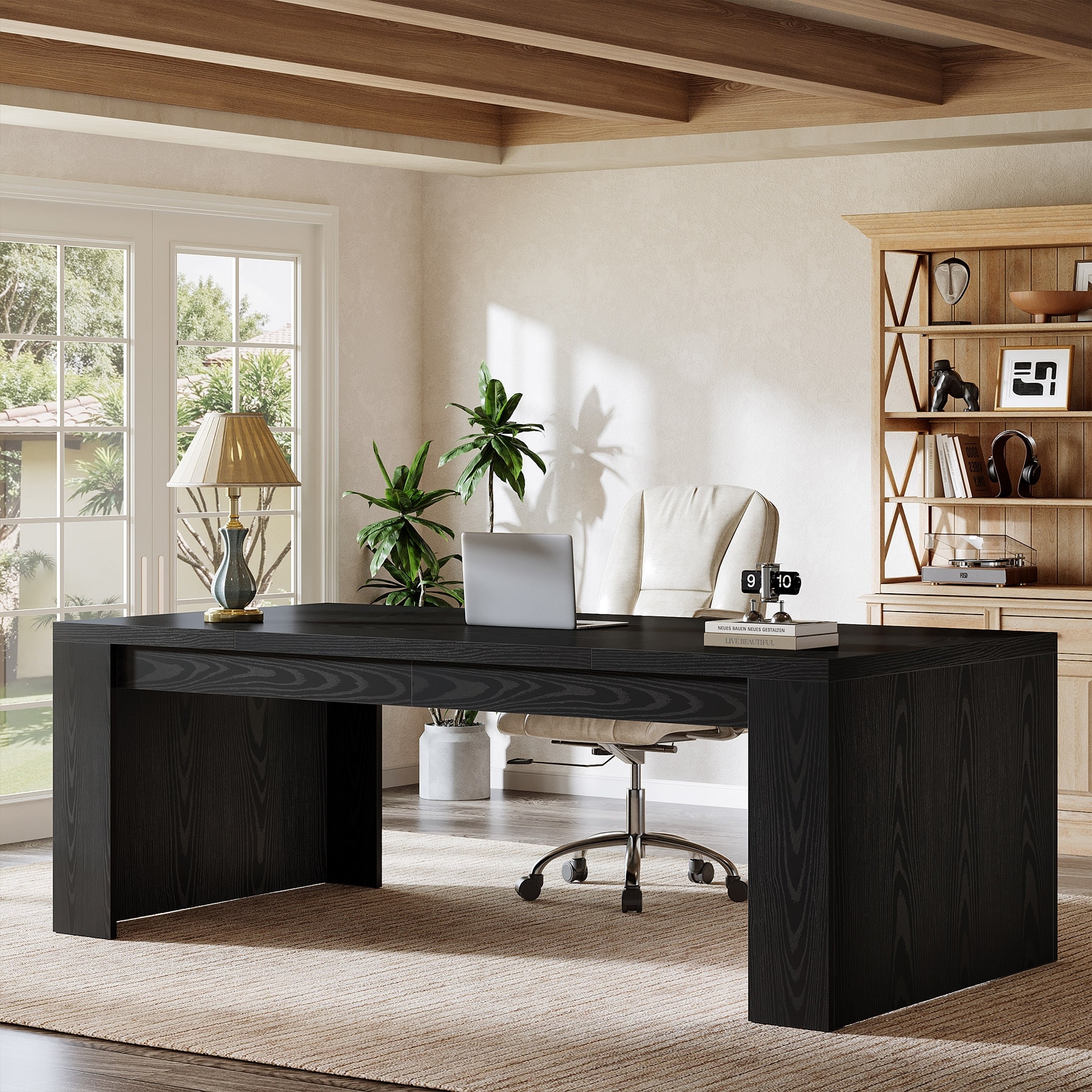 70.9" Wood Computer Desk, Executive Office Desk, Home Office Writing Workstation Business Accent Desk