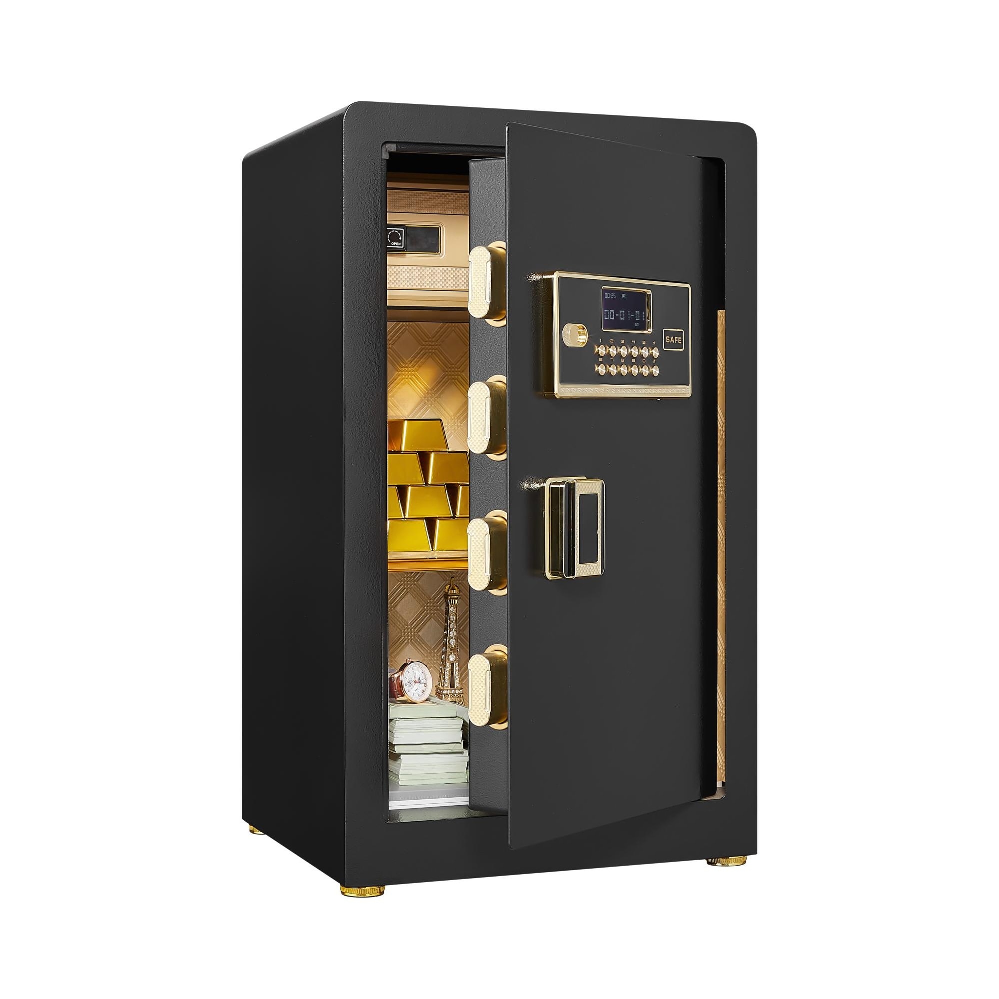 Security Electronic Steel Home Safe, Anti-Theft Digital Security Lock Box with Smart Alert System, Removable Shelf