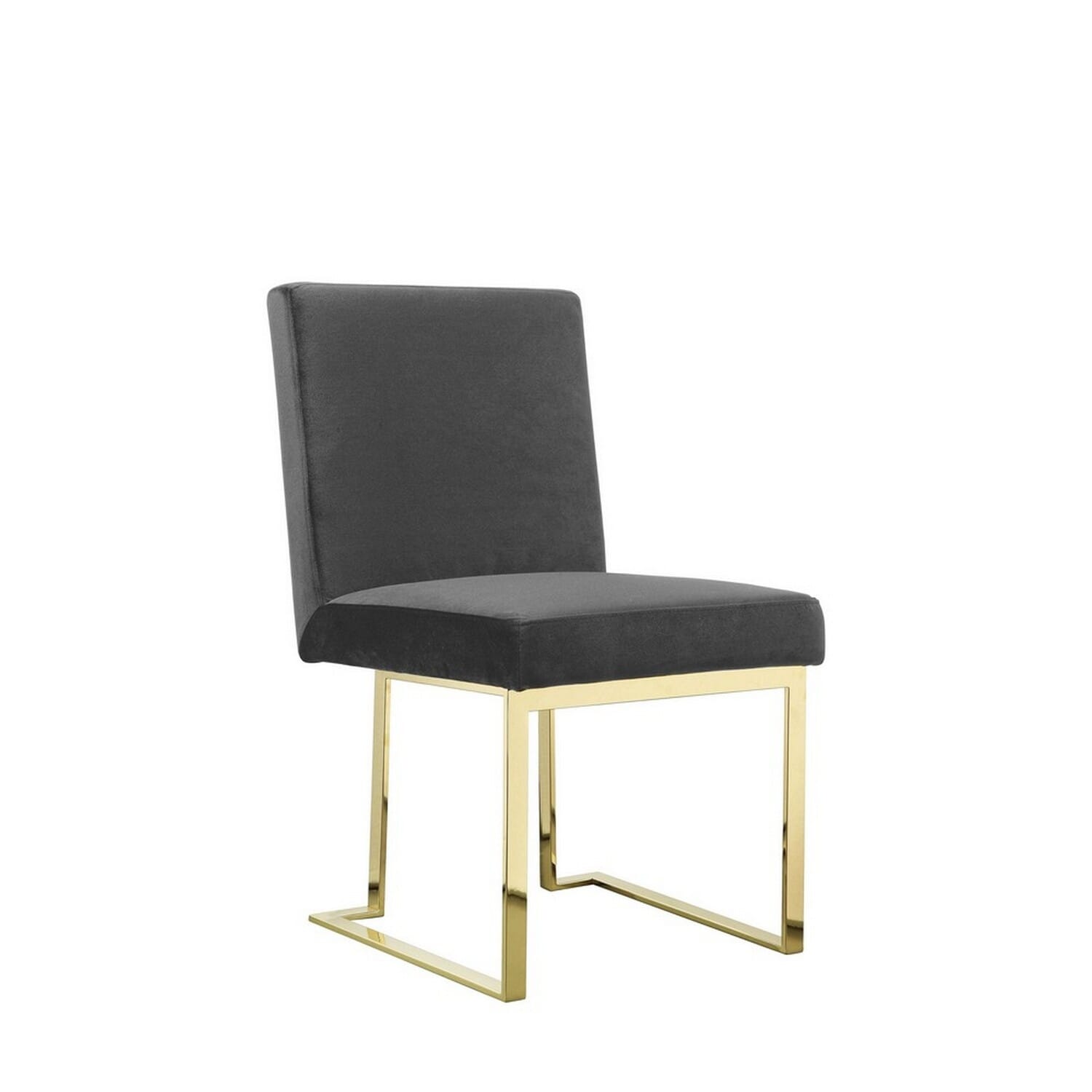 Gold/Gray Velvet Upholstered Metal Frame Dining Chair, Set of 2, Sturdy Dining Chair for Dining Rooms - 17.5
