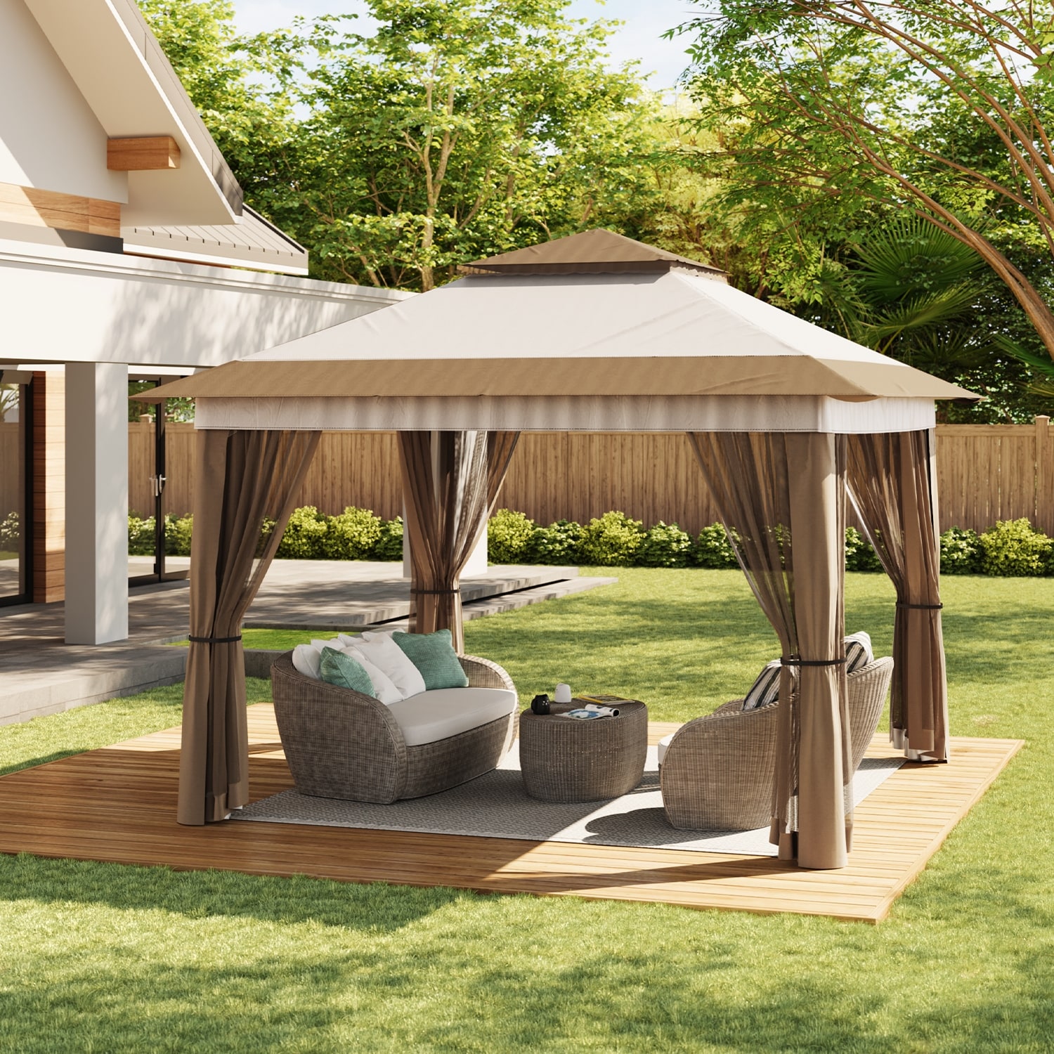 11 x 11 / 13 x 13 Pop Up Gazebo Tent with Mosquito Netting, Outdoor Canopy Tent
