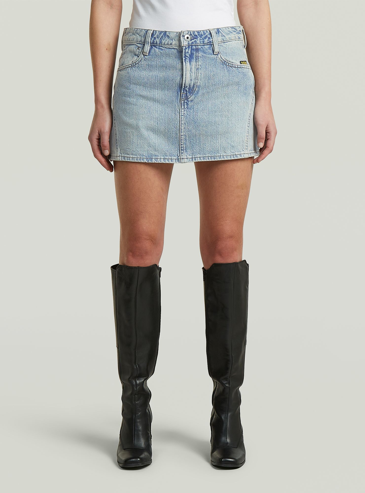 Minikleid G-STAR "Cinch Minirock", Damen, Gr. 32, Normalgrößen, vintage bornite, Obermaterial: 95% Baumwolle, 5% Baumwolle, Kleider Minikleid