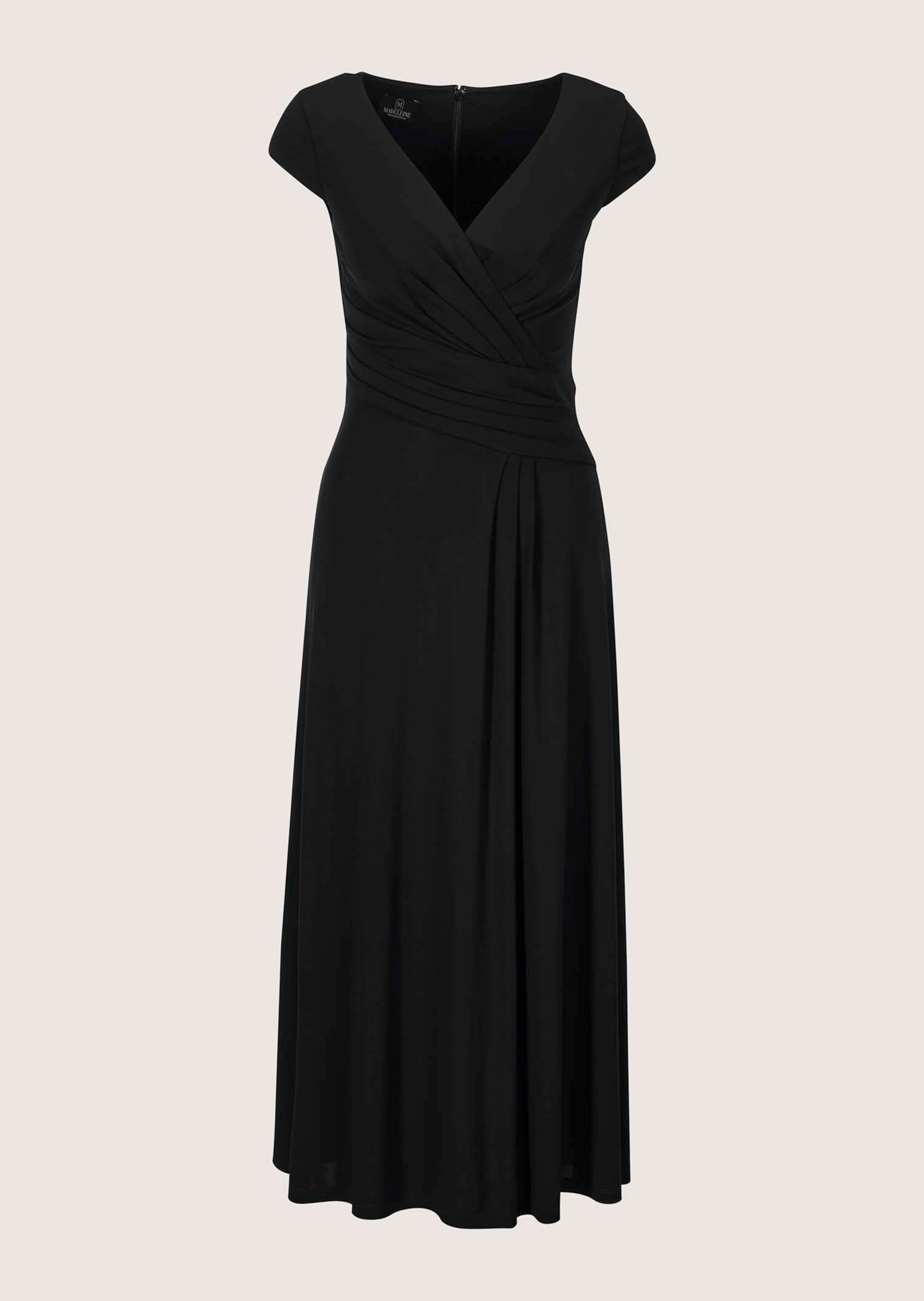 Wickelkleid MADELEINE "Abendkleid Maxikleid in Wickeloptik", Damen, Gr. 34, N-Gr, schwarz, Obermaterial: 96% Viskose CV. 4% Elasthan EL., Modern, figurbetont, V-Ausschnitt, Kleider Wickelkleid, Wickeloptik