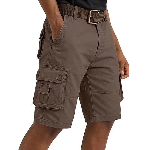 Herren Cargo-Shorts Shorts Freizeitshorts Mehrere Taschen Rein Einfach Bügelfrei Atmungsaktiv Knielang Täglich Outdoor Laufen Sport Mode Cachi scuro Schwarz Unelastisch Image