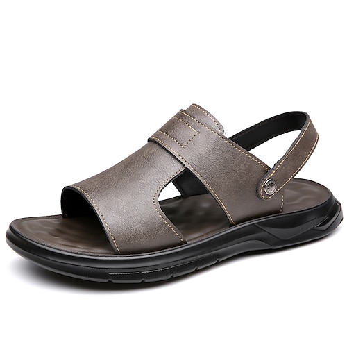 Braune Herren-Slingback-Sandalen mit offener Zehenpartie, lässige Sommerschuhe, leicht und bequem, ideal für Strandurlaub, Reisen, Resortbesuche und den Alltag bei warmem Wetter. Image