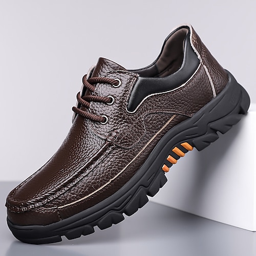 Herren-Sneaker aus Kunstleder mit Schnürung, dunkelbraun, strapazierfähig, ideal für Outdoor-Aktivitäten und Reisen. Image