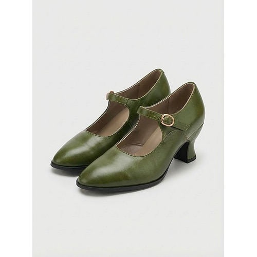 Rote Mary-Jane-Pumps im viktorianischen Stil für Damen – elegante Vintage-Pumps Verstellbarer Knöchelriemen für historische Kostüme, klassische Lolita-Outfits anspruchsvolle Partys Image