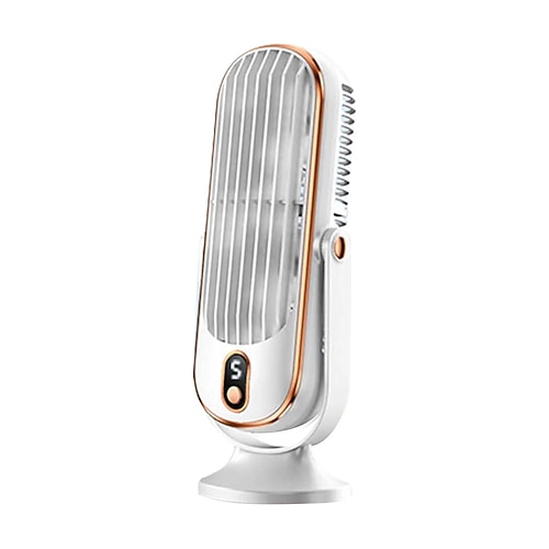Tischventilator mit LED-Anzeige, tragbarer Mini-Ventilator, USB-aufladbar, 5 Geschwindigkeitsstufen, leiser persönlicher Ventilator mit Tischfuß für Reisen, Make-up, Büro, Zuhause, Outdoor, stilvolles Geschenk für Frauen Image