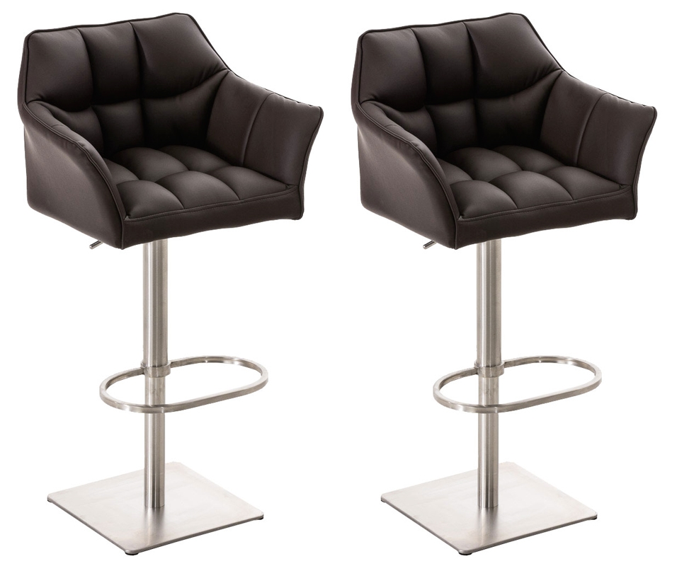Proregal CHEFGASTRO 2er Set Barhocker PHILADELPHIA Kunstleder Edelstahl HxBxT 88x64x45cm Kunstleder Braun Barstuhl Image