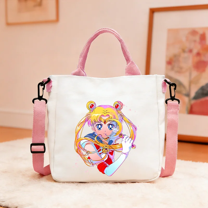 Borsa a Tracolla in Tela Sailor Moon, Borse Stampate Anime, Zaino per Studenti, Borse Grandi da Donna, Semplice Borsa Tote per Ragazze