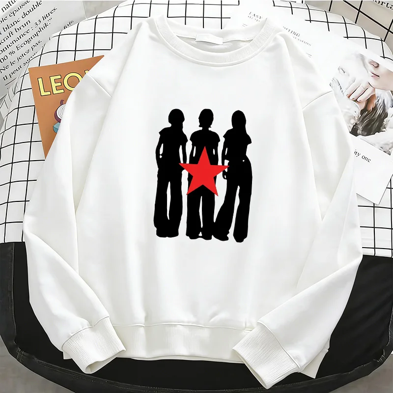 Y2k Mädchen Retro Hip-Hop-Stil Lustige 90er Damen-Hoodies Warmer Fleece-Sweatshirt Weicher O-Ausschnitt Pullover Lässige Damenkleidung