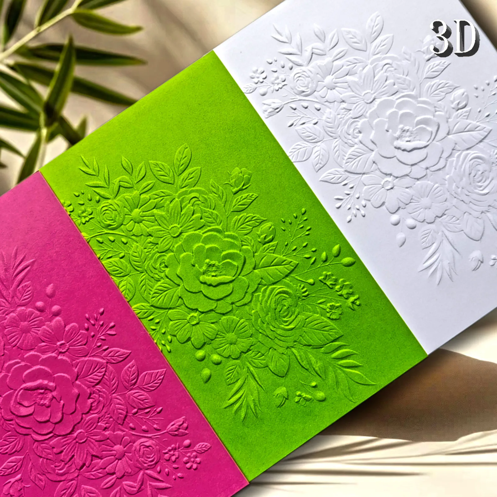 Ein Hauch von Grünheit, ein paar Stränge Rosenszenen-Designvorlage, geprägter Bastelpapierordner, DIY-Sammelalbum, transparenter 3D-Text Image