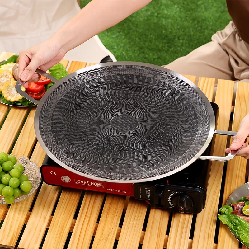 Edelstahl-Grillpfanne für Camping & Zuhause, Kompatibel mit Induktion, Gas Image