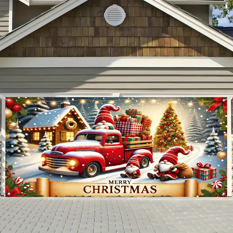 1 Stück 2D flach, Weihnachts-Garagentor-Banner – festliche Winterszene – multifunktionale Urlaubsdekoration, keine Strom erforderlich, wsj Image