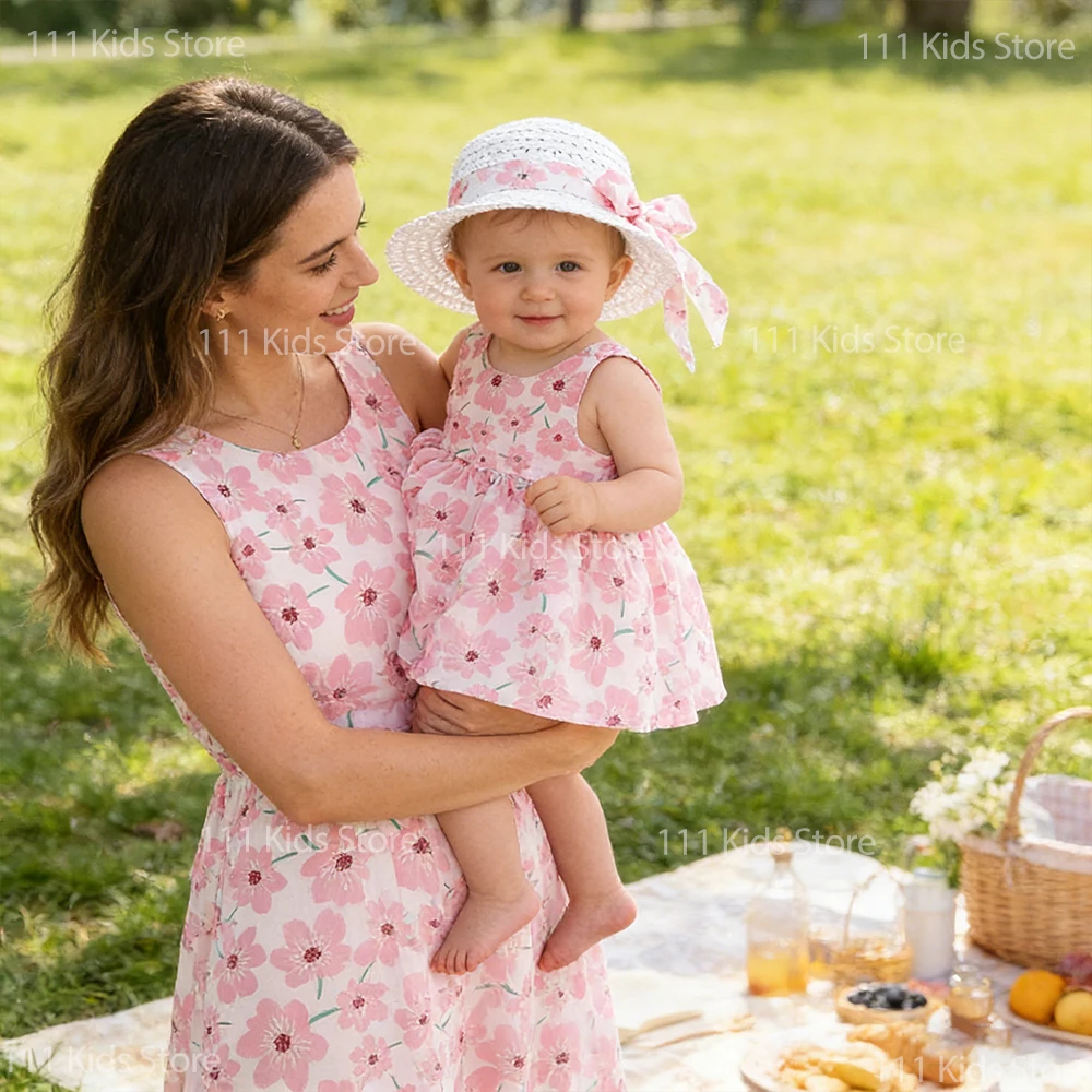 Koreanischer Stil Sommer Baby Mädchen Kleidung Set mit Hut 2-teilig für Kinder Hawaii Urlaub Kleid Anzug Lässiges Outdoor-Kostüm Image