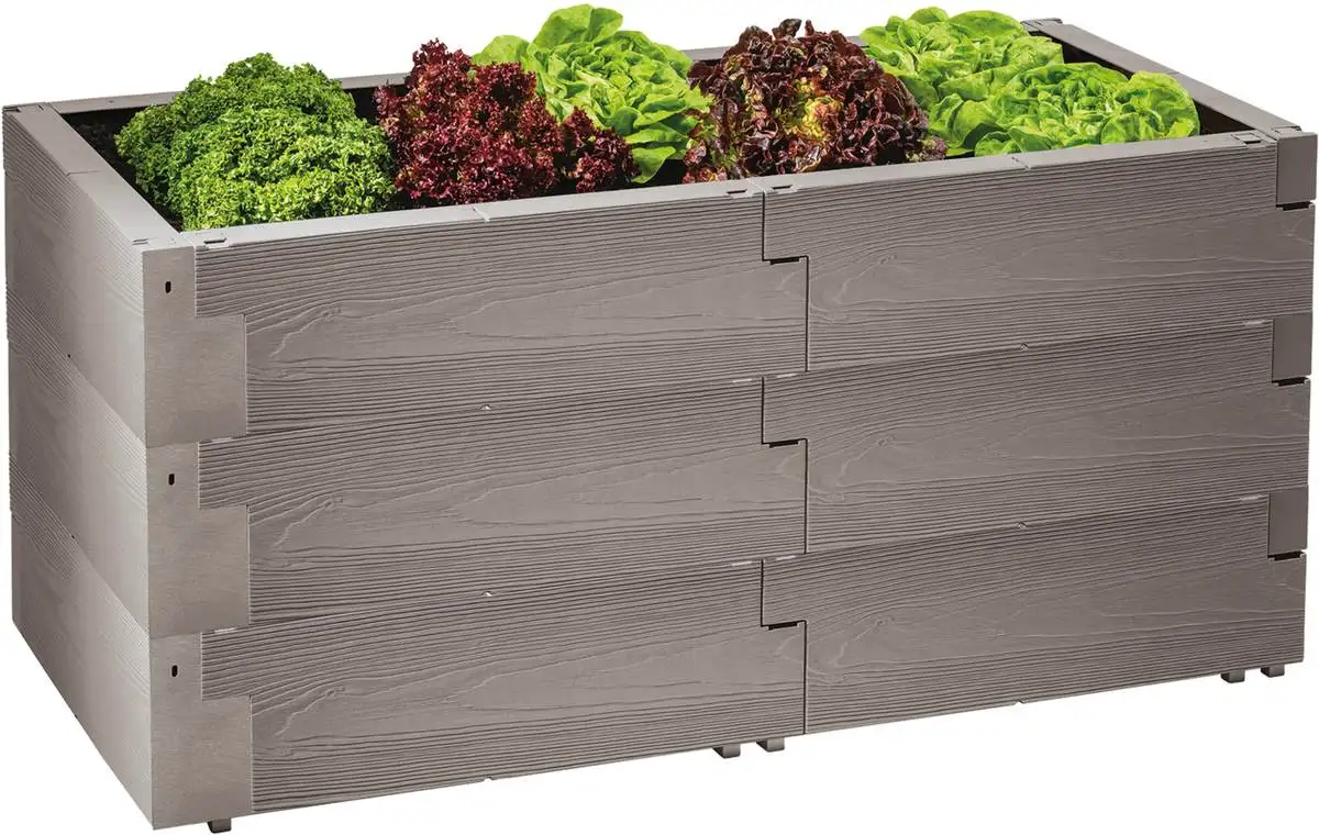 Hochbeet Timber 3er-Set, 130 x 60 x 60 cm, Holzoptik, witterungsbeständig, Bausteinsystem Image