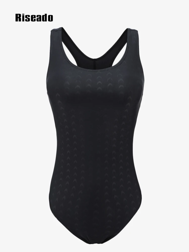 Riseado Sport Einteiliger Badeanzug Solide Bademode Damen Neuer Racerback Body U-Ausschnitt Badeanzug Damen Beachwear Image