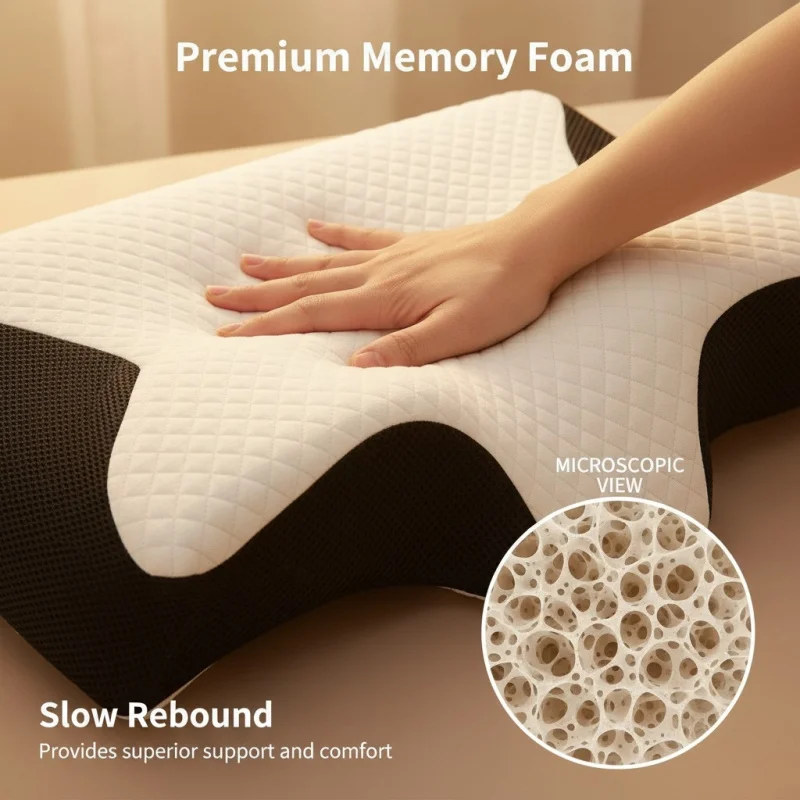 Schmetterlingsförmiges Memory-Schaum-Nackenkissen Langsam Rückfederndes Komfortables Schlafkissen Orthopädisches Nackenstützkissen für Zuhause Image