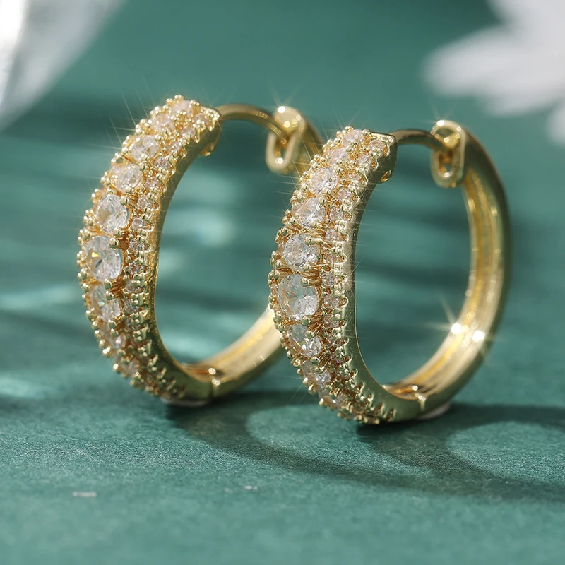 Luxuriöse Mehrfarbige Eingelegte Kubische Zirkonia Creolen Exquisite Hochzeits- und Party-Ohrringe für Damen Romantischer Schmuck Image
