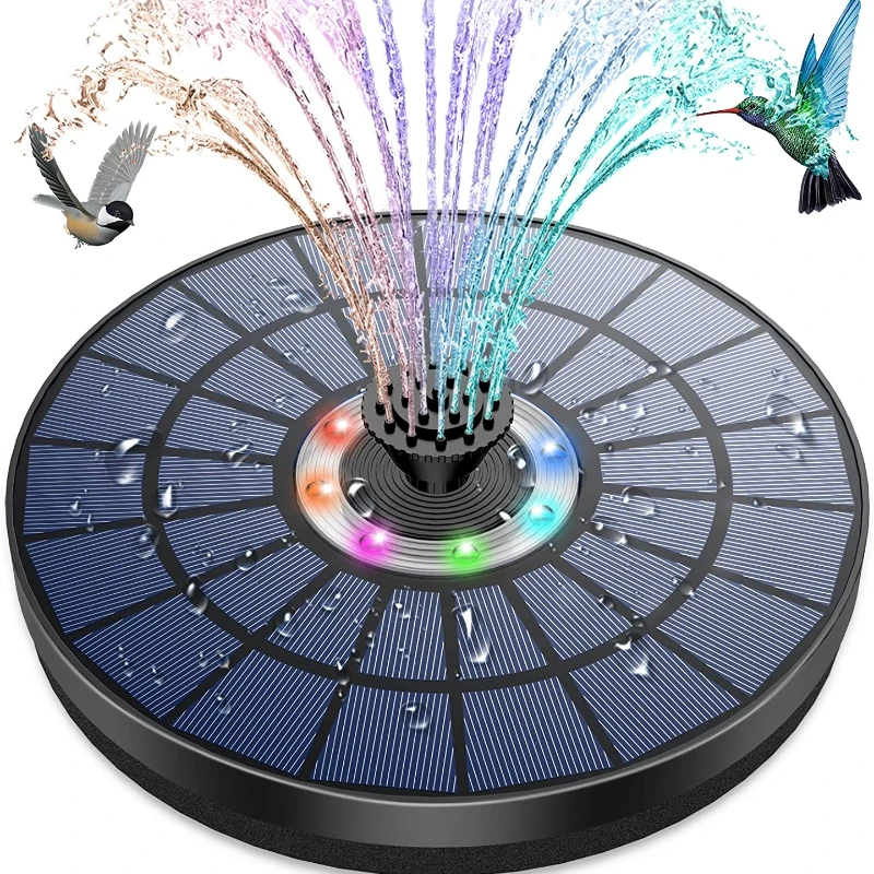 5,5 w LED Solar brunnen pumpe mit Lichtern, für Vogel bad/Pool DIY Solar wasser brunnen mit Batterie für Garten dekoration im Freien