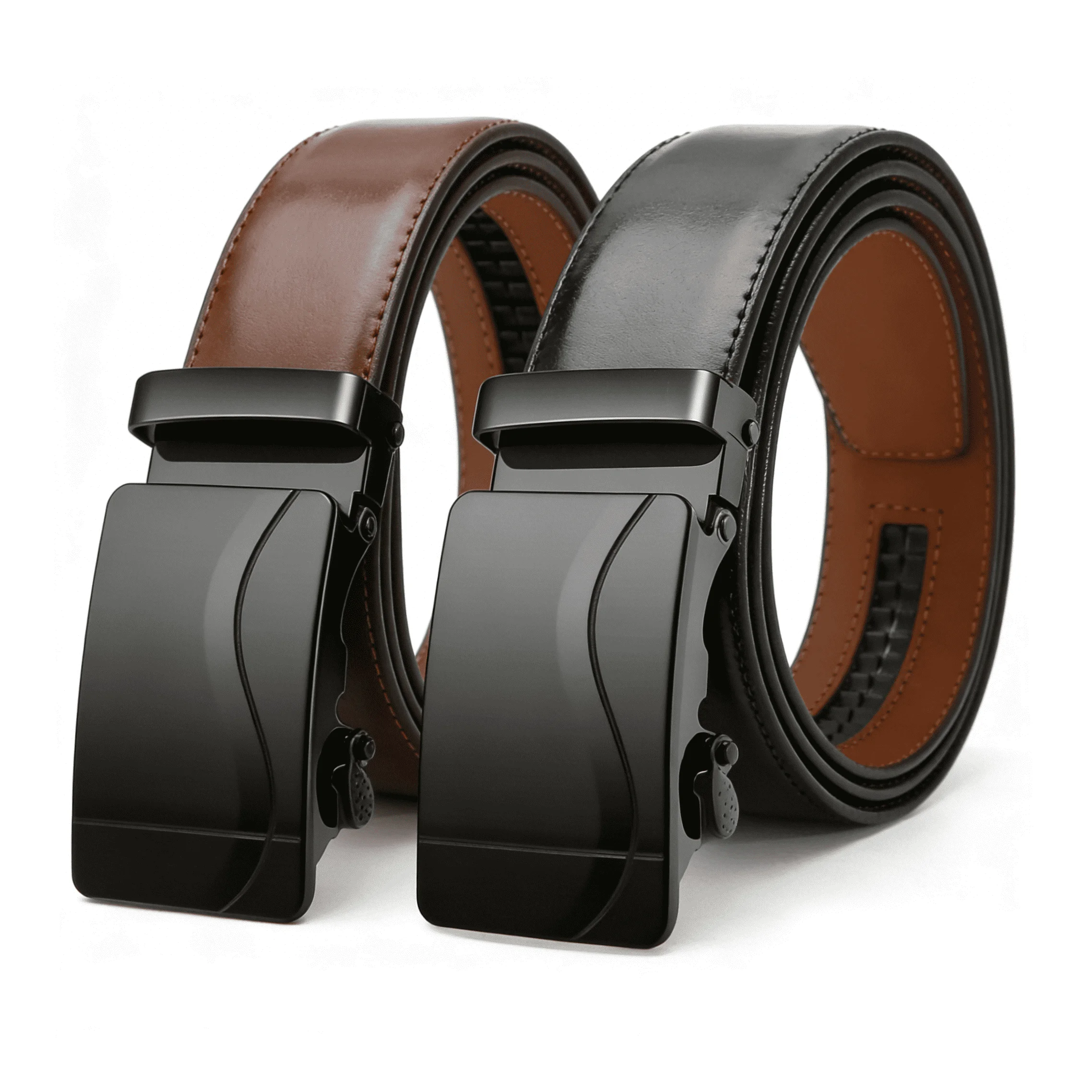 Modischer Legierungs-Automatikgürtel Herren Luxus Echtleder Business-Gürtel Designer-Accessoire für Formelle Büro-Outfits Image