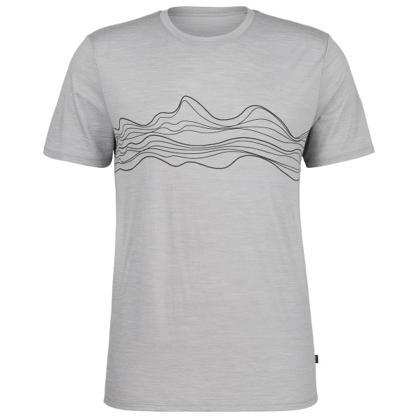 Stoic - Merino155 LaholmSt. Print T-Shirt Lines - Merinoshirt Gr M grau