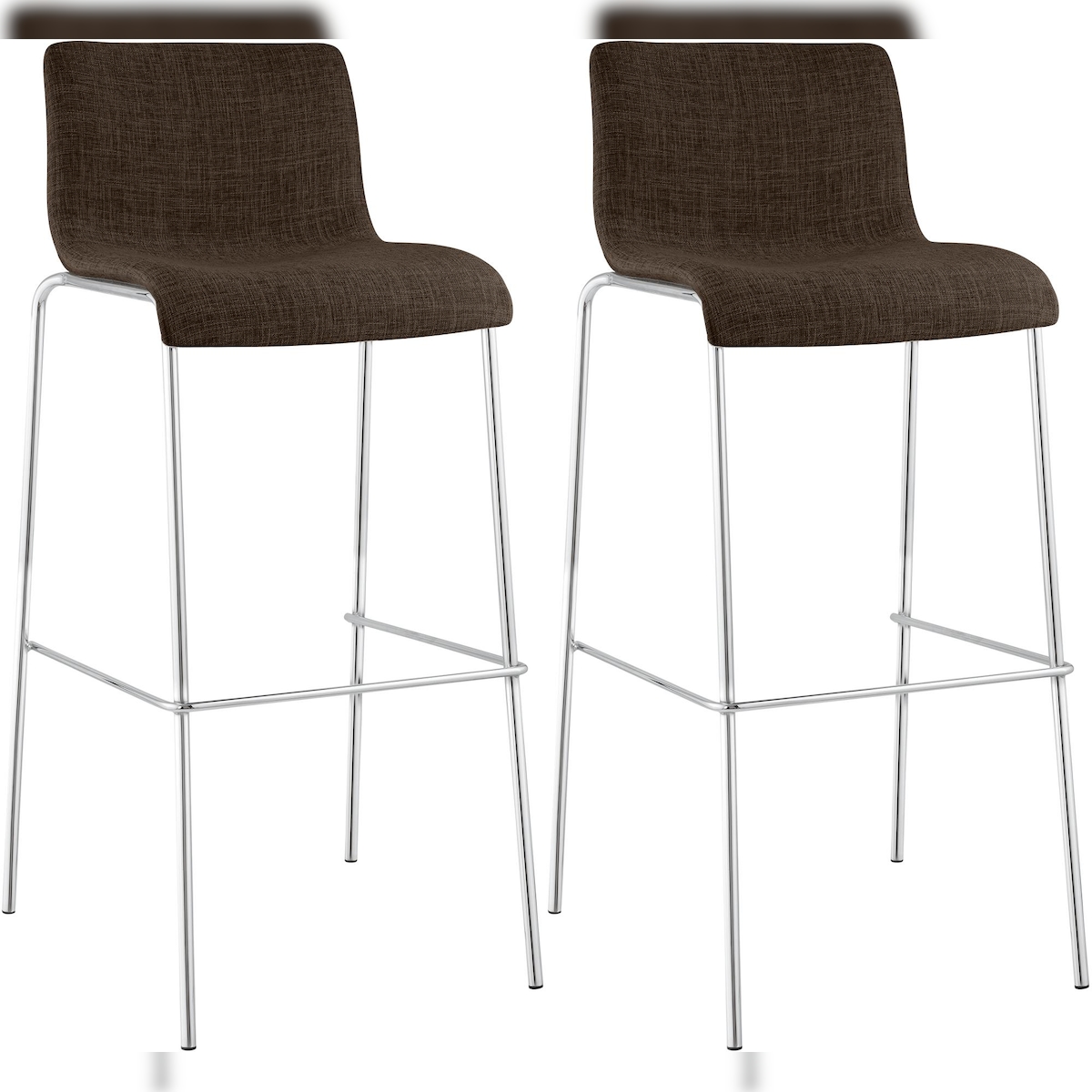 CLP 2er Set Barhocker Hover Stoff Vierfußgestell Stoff HBT: 100x43x48 cm braun chrom Image