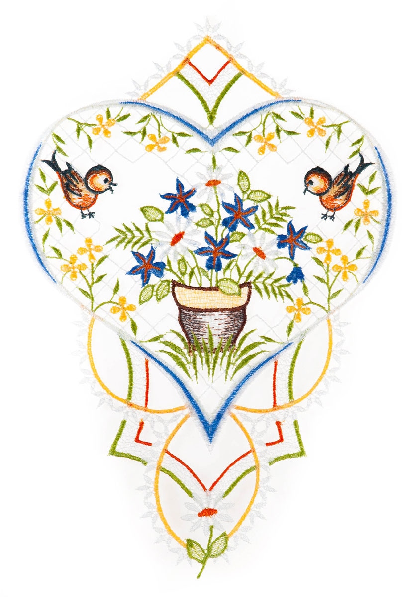 Fensterbild "Fensterbild "Blumenherz" farbig", bunt, B:21cm H:31cm, Polyester, W. REUTER & SOHN - PLAUENER SPITZE, Fensterbilder Image