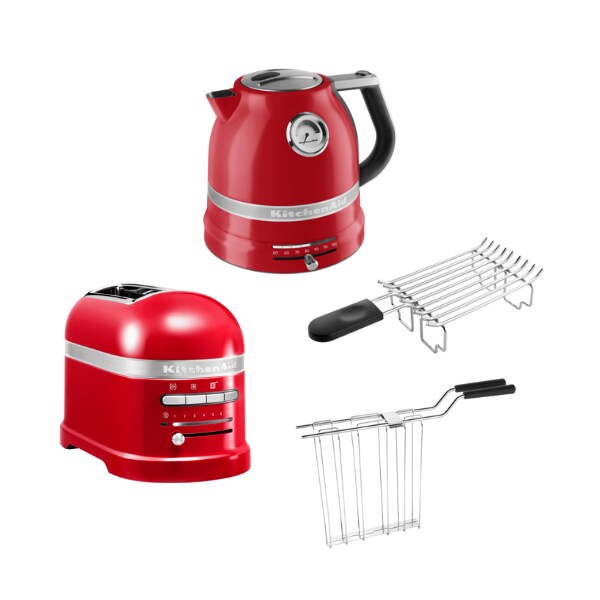 KitchenAid Artisan Frühstücksset inkl. Wasserkocher 5KEK1522, 2 Scheiben Toaster 5KMT2204 und Brötchenaufsatz Empire Rot Image