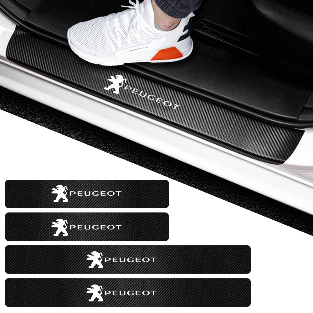 4 Pezzi Adesivi Protettivi per Soglie Portiera Auto, Accessori Auto per Peugeot 308 2008 208 3008 107 307 5008 508 206 207 208 301 408 108 T9