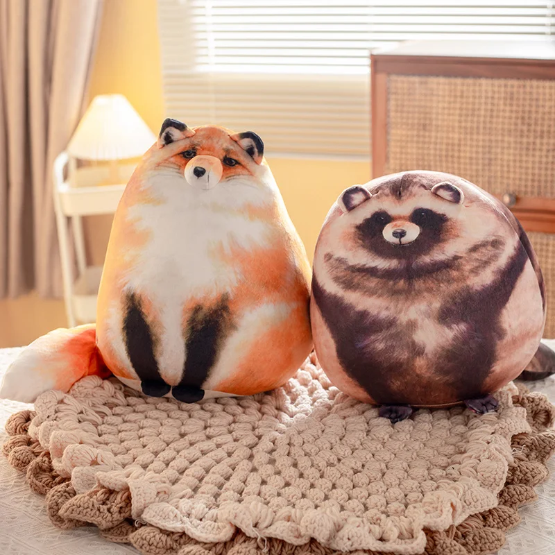 Simulazione 3D Stampa Volpe Gatto Peluche Cuscino Giocattolo Cartone Animato Animali di Peluche Procione Peluche Cuscino per Bambole Anime Morbido Giocattoli per Bambini