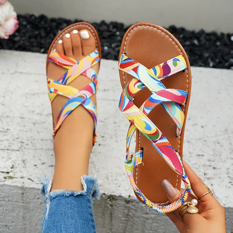 2026 Neue Sommer Damen Flache Sandalen Leichte Bequeme Freizeitschuhe Damen Neue Walkingslipper Outdoor Strand Sandalen Flip-Flops 43