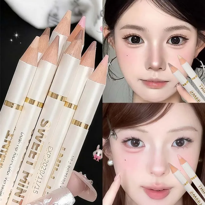 Doppelseitiger Rosa-Brauner Aegyo Sal Stift Wasserfester Unter-Augen-Ombre-Stift Highlighter Liner Natürlicher Matter Lidschatten Make-up-Stift Image
