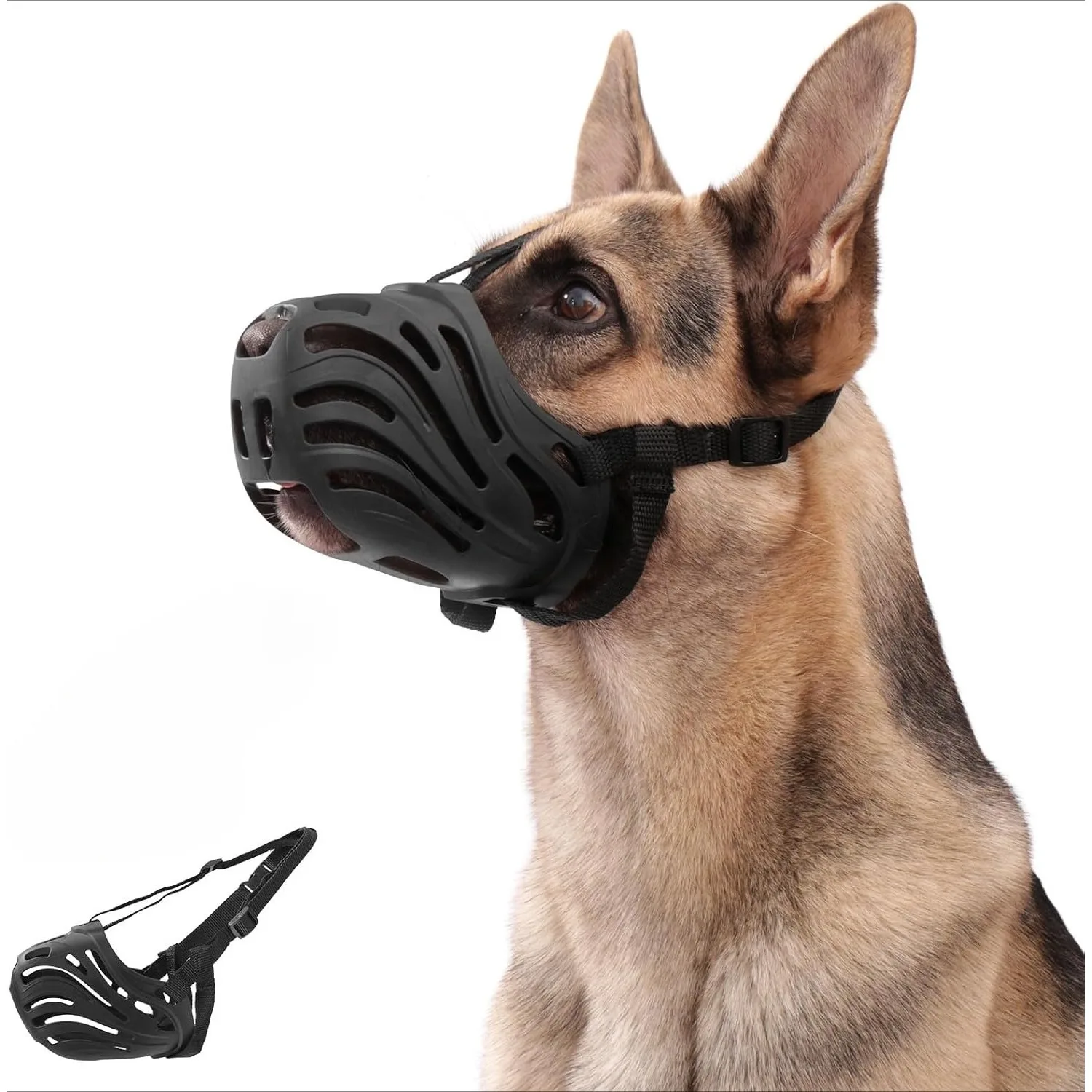 Hundemaulkorb Anti-Biss Anti-Bell Verhindert Kotspeisen & Ungeeigneten Futteraufnahme Komfortabler Atmungsaktiver Mundschutz für Haustiere Image