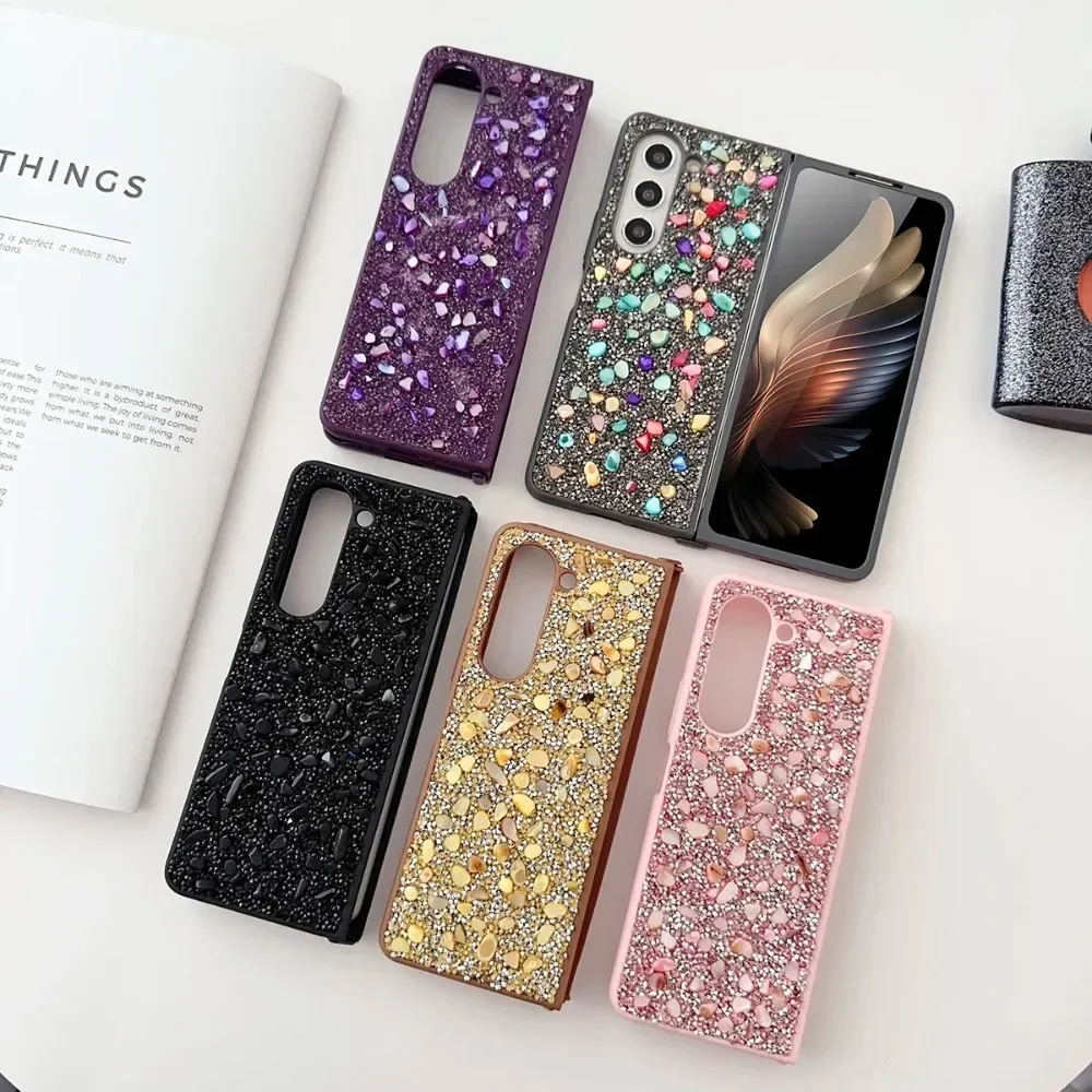 Exquisite glitzernde, diamantklappbare, stoßfeste Handyhülle für Samsung Galaxy Z Fold 7, 6, 5, 4, 3, TPU-Material, Schutzfolie, Mobil-Abdeckung Image