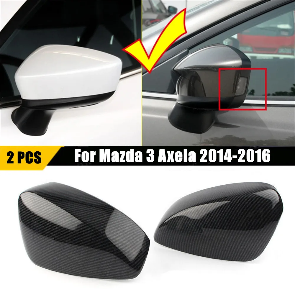 Für Mazda 3 Axela 2014-2023 Auto Rück Seite Spiegel Abdeckung Flügel Kappe Außentür Gehäuse Shell Trim Aufkleber ABS Carbon Faser Image