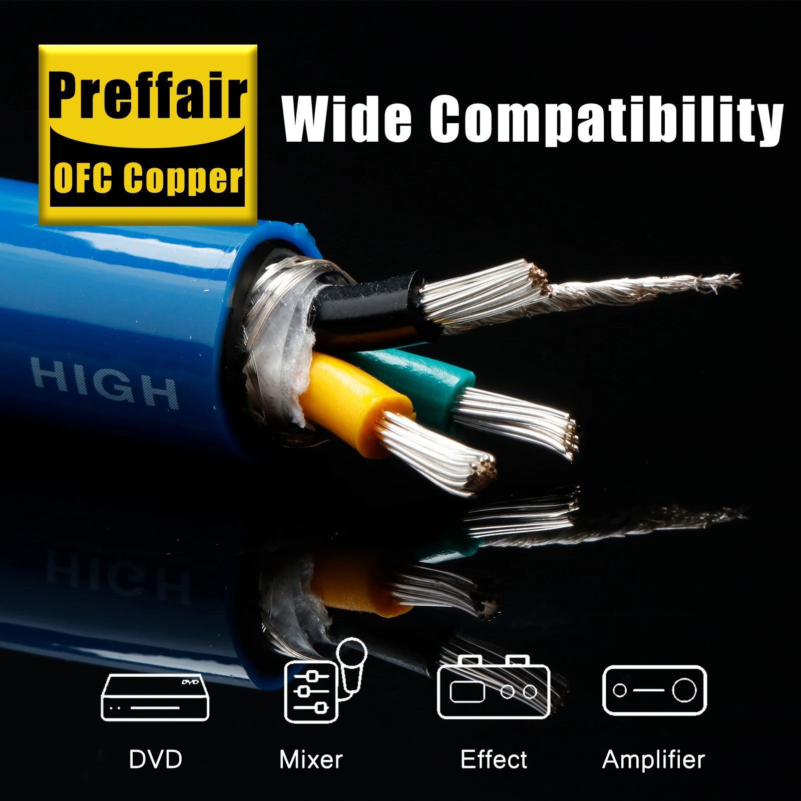 High-End EMV-geschirmtes OFC Versilbertes Stromkabel DIY Bulk-Kabel 11-12AWG AC-Stromkabel Image