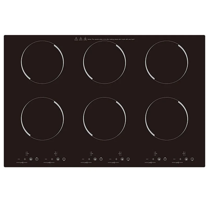 Kommerzieller Sechsbrenner Elektrischer Keramikherd Küchen-Elektroherd Integriertes Einbau-Kochfeld 2000W*6 Hochleistungs-Kochfeld