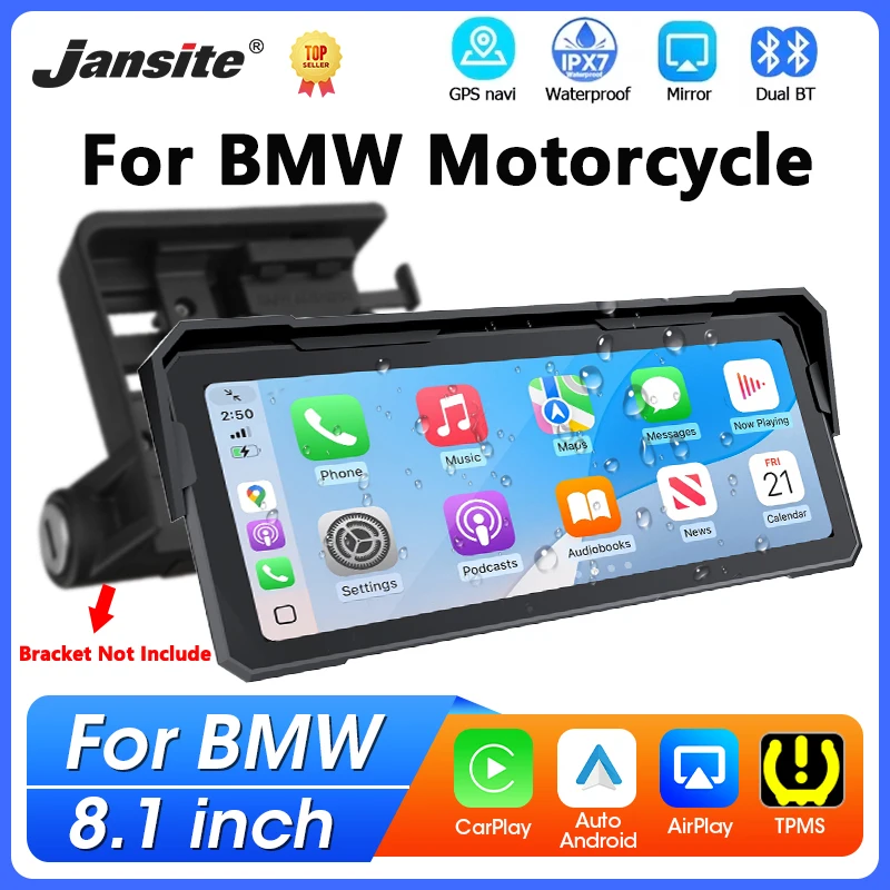 8,1 Zoll Motorrad-Navigationssystem für BMW R1200GS R1250GS ADV S1000XR Kabelloses CarPlay Android Auto IPX7 Wasserdichter Moto-Monitor Image