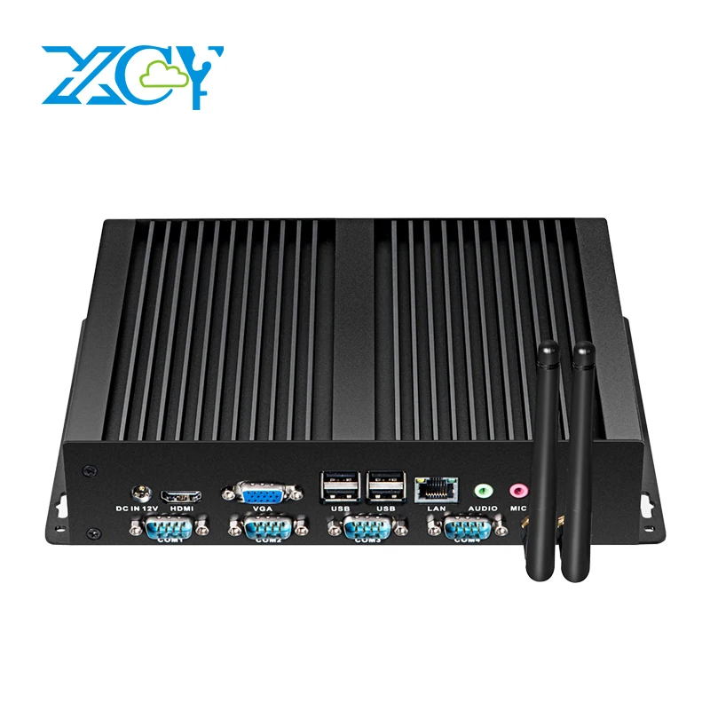 XCY Lüfterloser industrieller Mini-PC Intel Core i5-3317U 4x COM DB9 8x USB-Unterstützung Windows XP/7/8/10 Linux Image