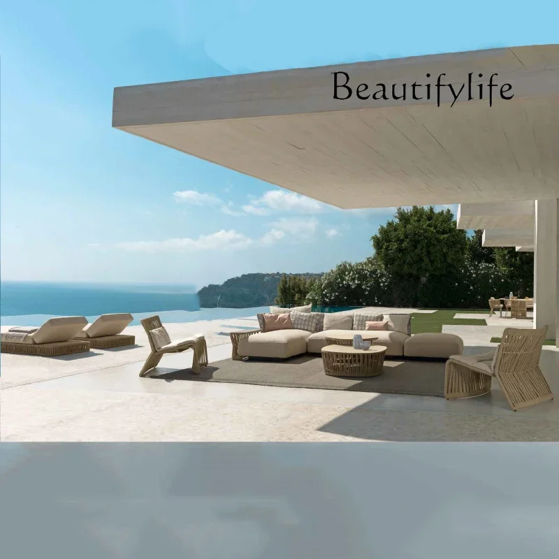 XX Hotel Garten Sonnenliegen Outdoor Außen Aluminium Seil Chaiselongue Stuhl Sonnenliege