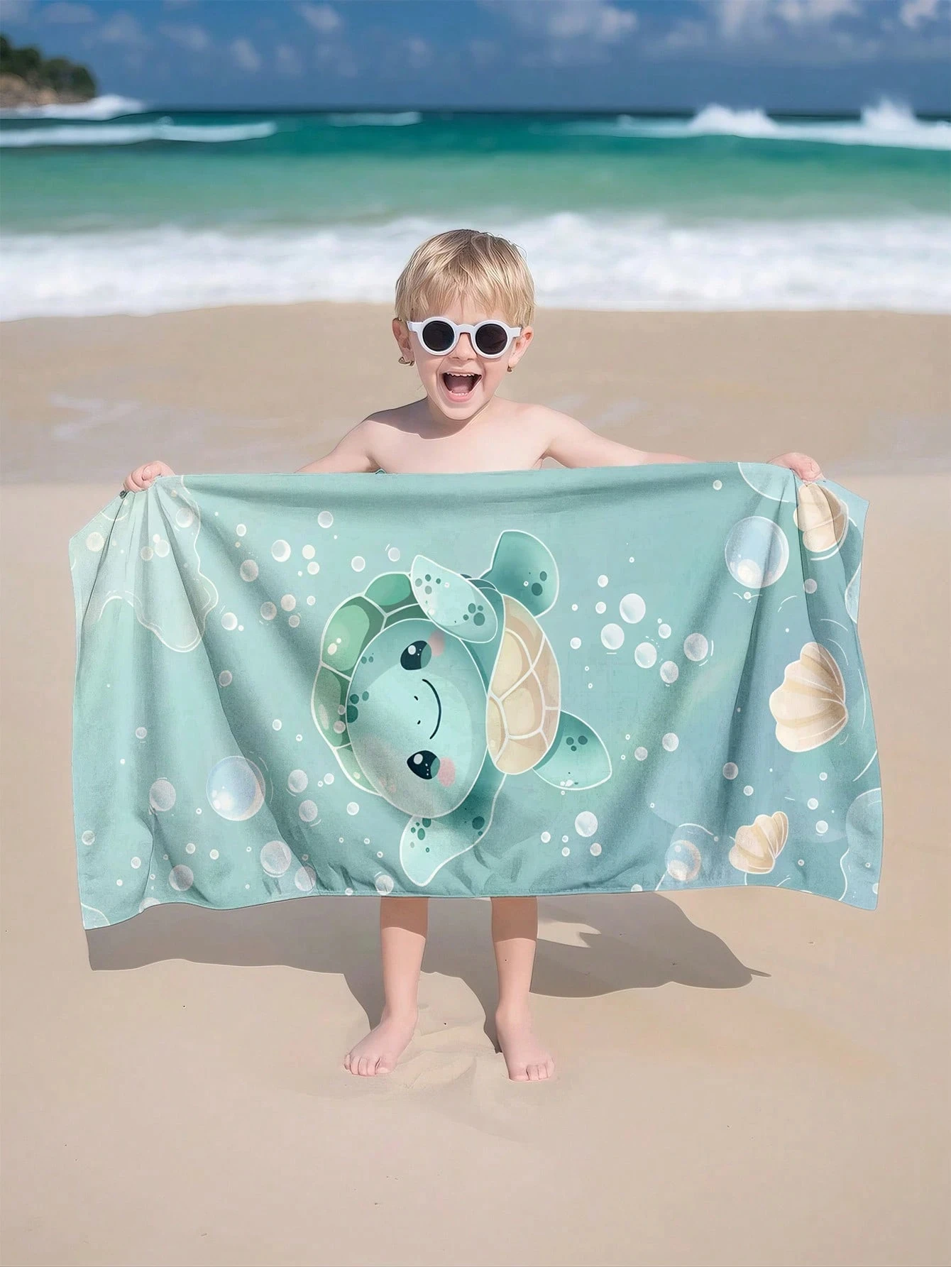 Mintgrünes Strandtuch aus ultrafeiner Faser, saugfähig, schnell trocknend, für Strand, Schwimmbad, Reisen – Handtücher für Kinder und Erwachsene Image