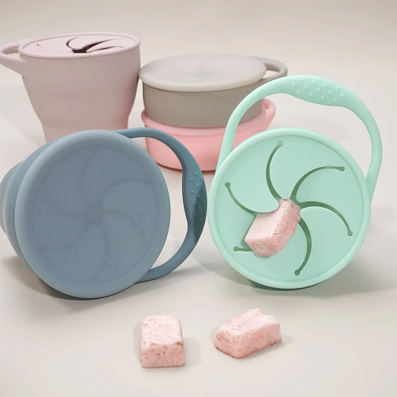 100 % lebensmittelechter, zugelassener Silikonbehälter für kleine Gegenstände, modischer Snackbecher, tragbarer Lebensmittelbecher mit Deckel, Baby-Zubehör Image