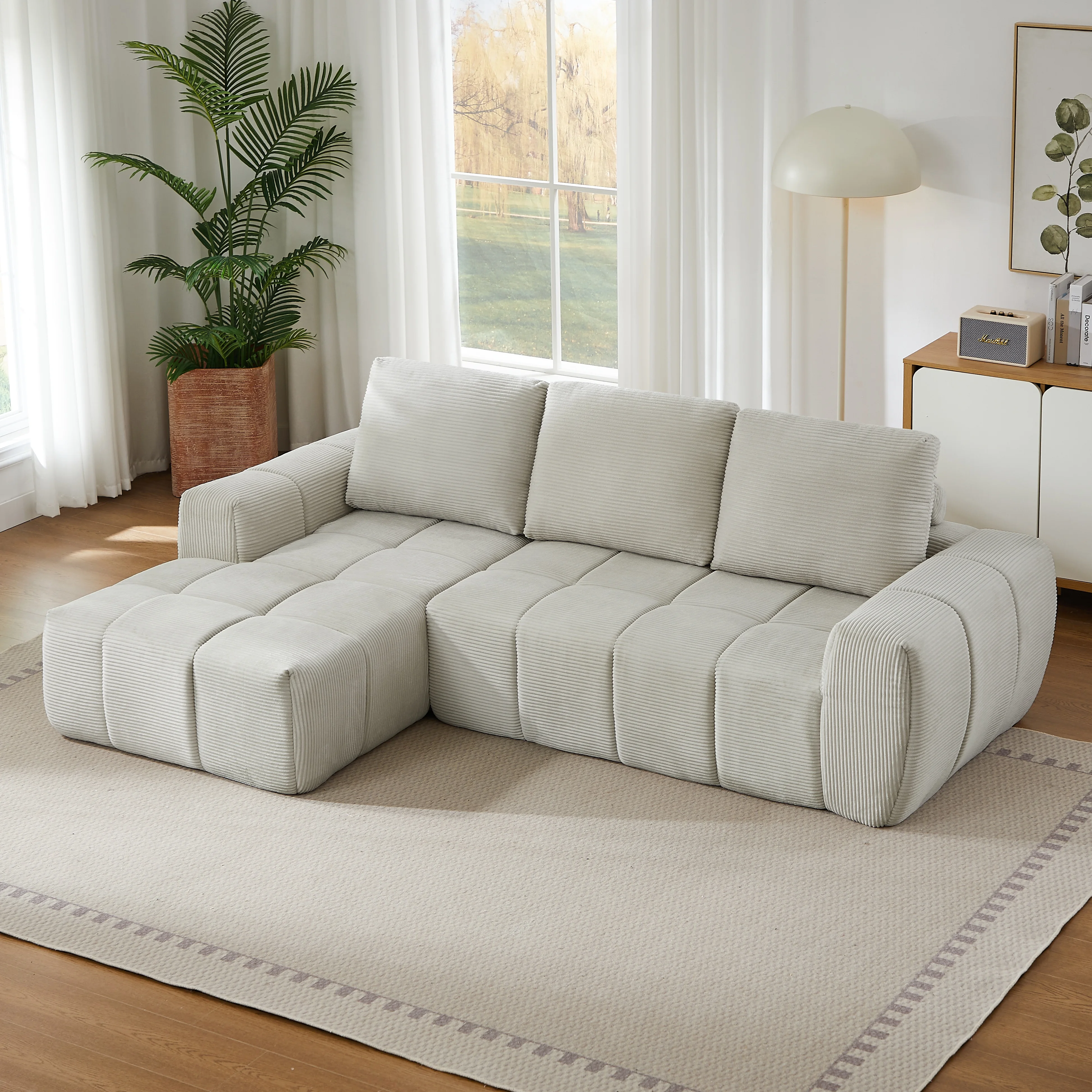L-förmiges Kompressions-Sofa, Keine Montage Erforderlich, Multifunktionales Modernes Sofa, 3-Sitzer Komfort-Sofa für Wohnzimmer, Schlafzimmer Image