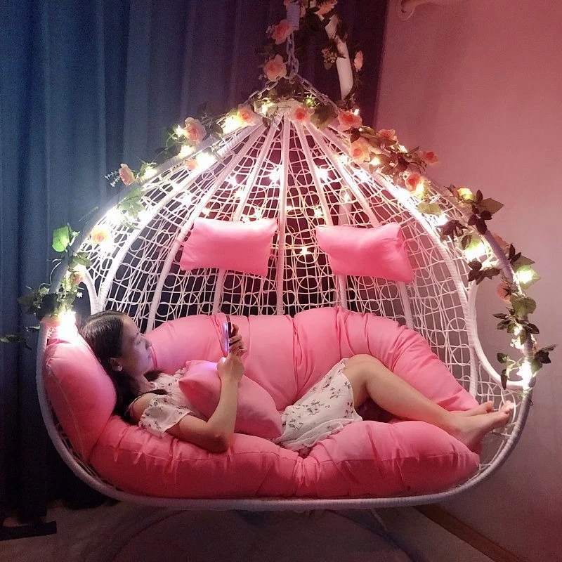 Hängesessel Hängekorb Rattanstuhl für Wohnzimmer, Balkon, Schlafzimmer, Freizeit-Wiege