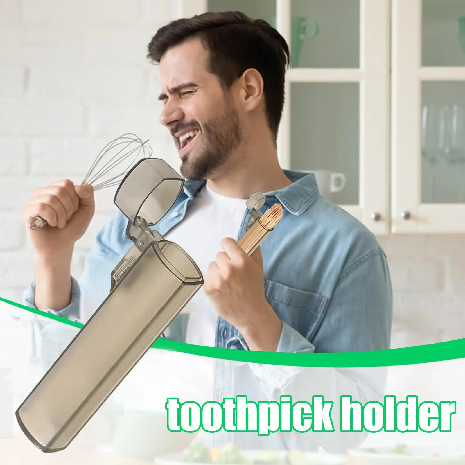 Transparenter Zahnstocherhalter Auslaufsicherer Reise-Organizer Zylindrisches Design für Camping und Outdoor-Nutzung Zahnstocherspender Image