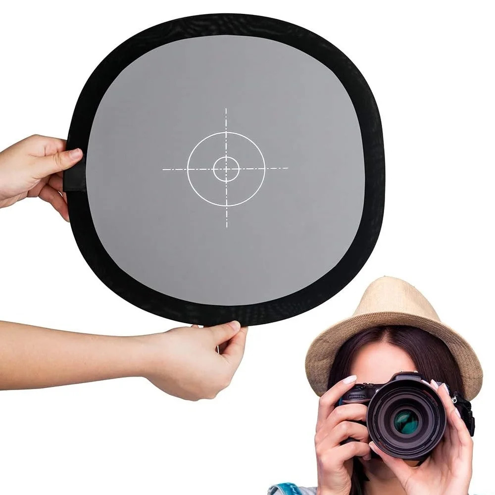 Graukarte Weißabgleichkarte für Fotografie 18% Belichtungsreflektor Faltbare Fokussierplatte Doppelseitig mit Tragetasche 30x30cm Image
