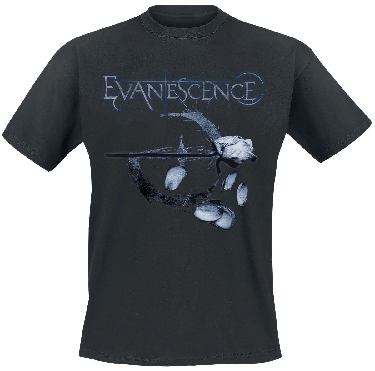 Evanescence Sword Rose Gothic Logo Print T-Shirt, 100 % Baumwolle, lässiges, neutrales T-Shirt, Gothic Metal Streetwear