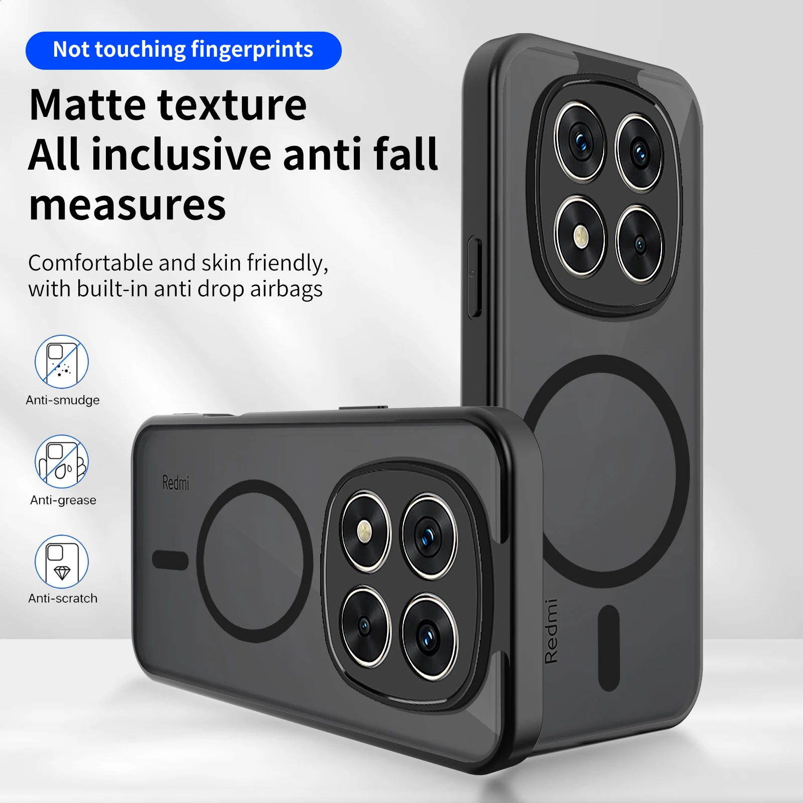 Hülle für Redmi NOTE 15 /15 Pro/15 PRO Plus, luxuriöse, magnetische PC-Hülle mit Scrub-Effekt für Redmi NOTE15 Pro + 4G 5G, Bumper-Funda Image