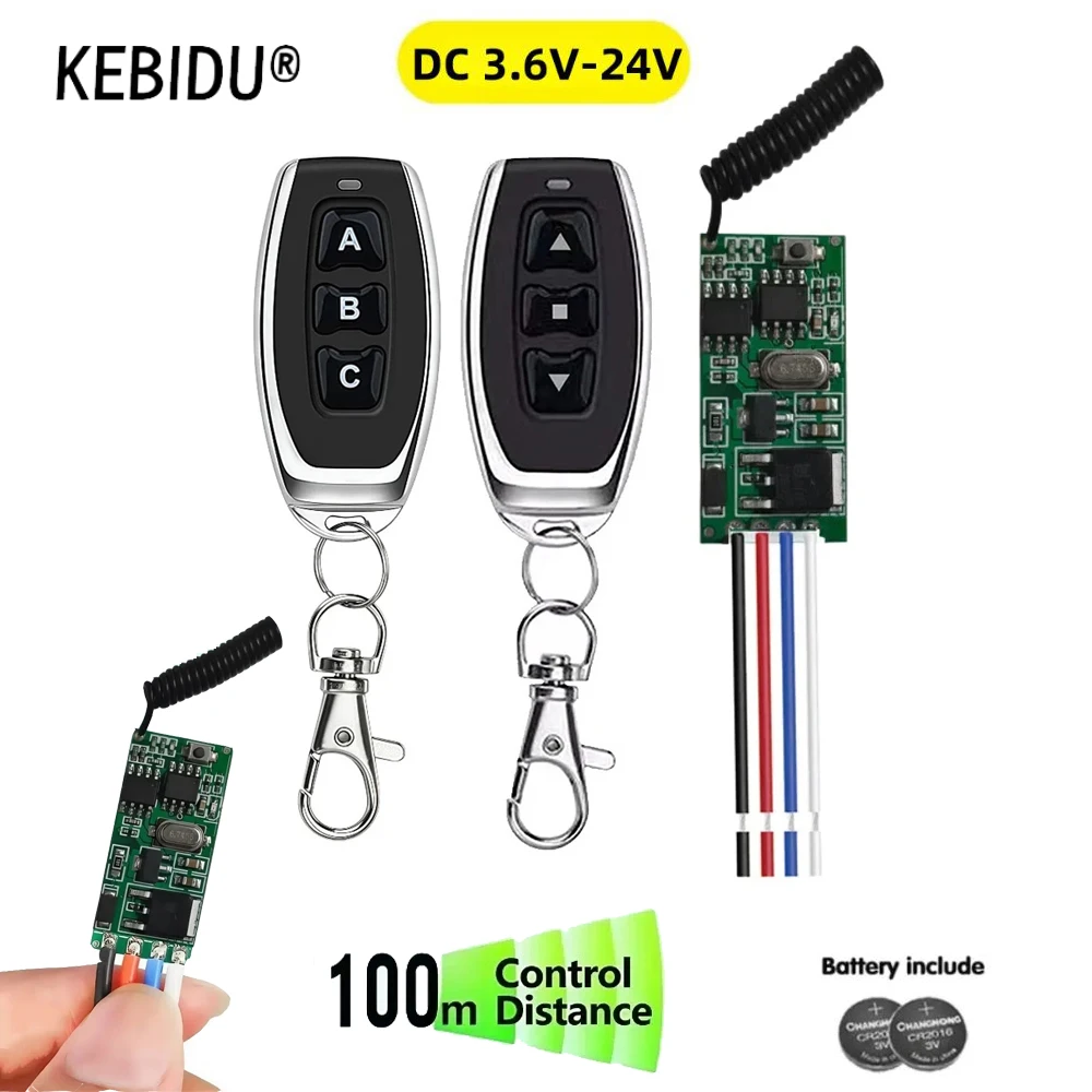 433Mhz DC 3,6V 6V 12V 24V Mini-Relais Drahtlose RF-Fernbedienung Universalschalter Empfänger Sender LED-Lichtsteuerung DIY Image