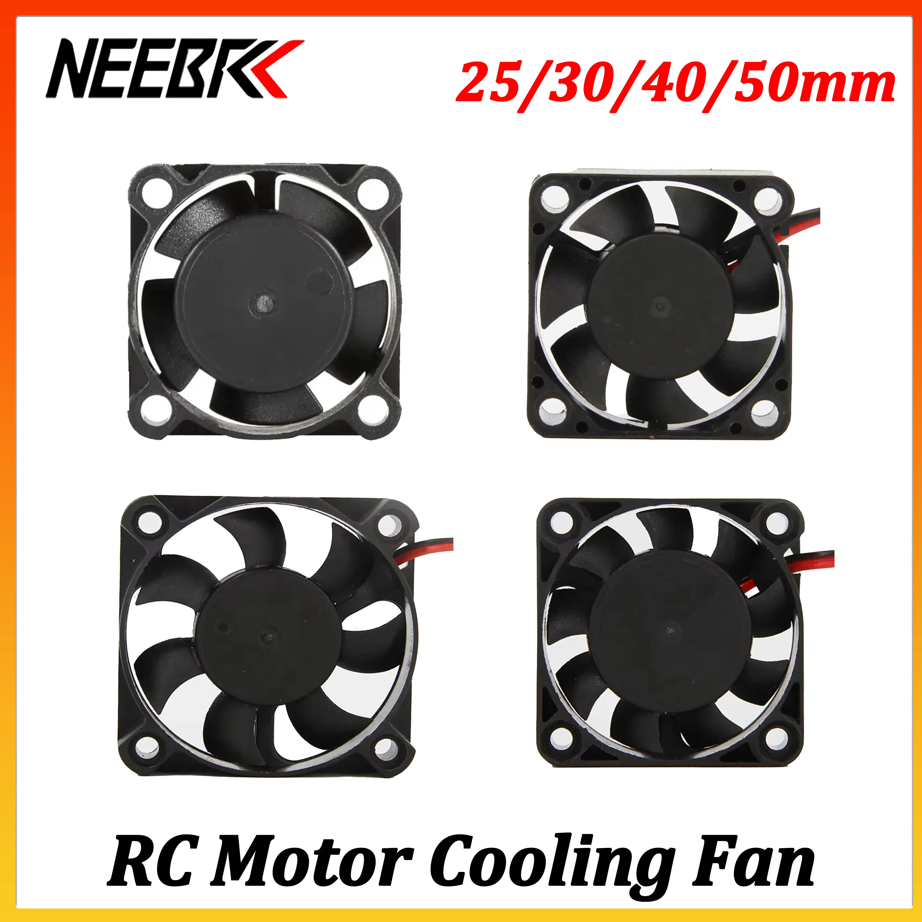 NEEBRC 25/30/40/50mm RC Kühlventilator 5-12V DC 3500-16380RPM Kühlkörper mit Hoher Windgeschwindigkeit für 36/42mm 30-150A Motor Auto-Zubehör Image
